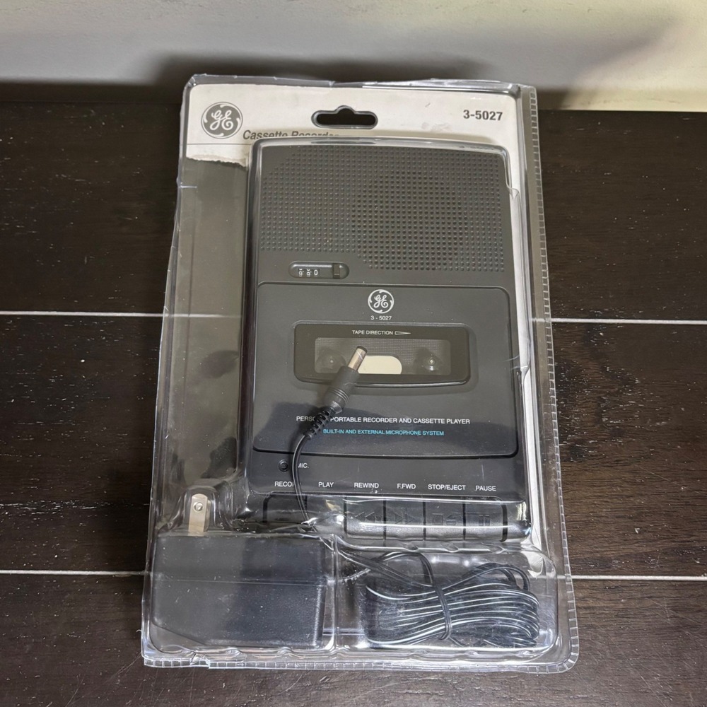 Portable Cassette Recorder Player GE 3-5027 Vintage 90s Black AC Adapter Manual